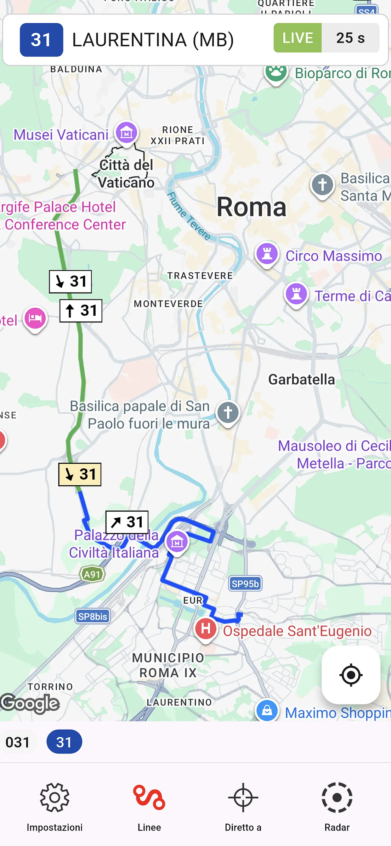 Screenshot dell'app